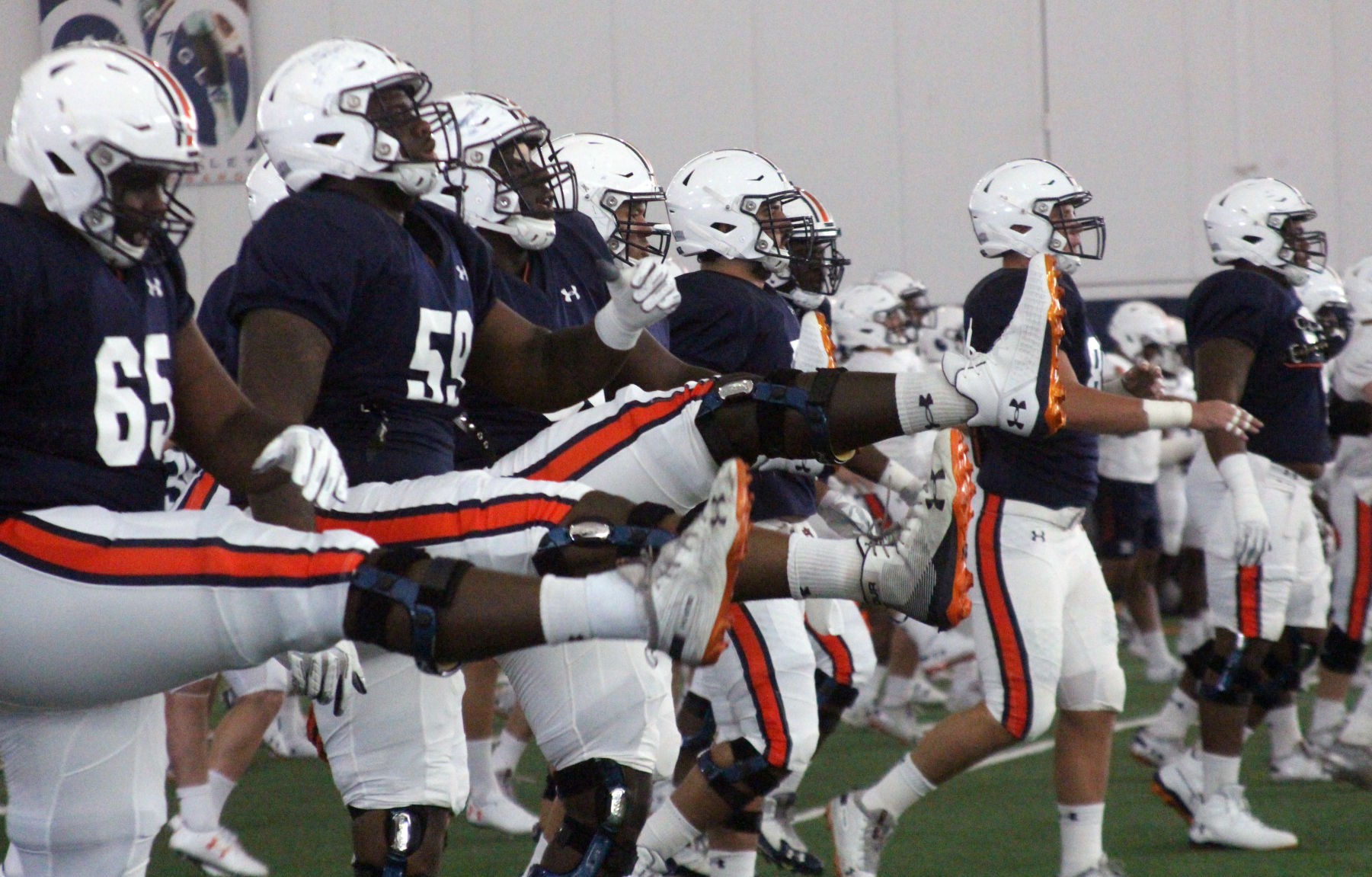Auburn football practice on the first day of full pads